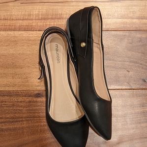 Black Mary Jane pointed toe flat